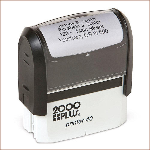 Standard Self-Inking Address Stamp (4 Lines, Black, Red, Blue)