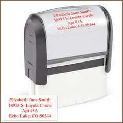 Standard Self-Inking Address Stamp (4 Lines, Black, Red, Blue)