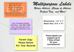 Sheet Labels - 1.5" x 1.0", Up to 7 Lines of Text