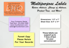 PR - Sheet Labels - 1.5" x 1.0", Up to 7 Lines of Text