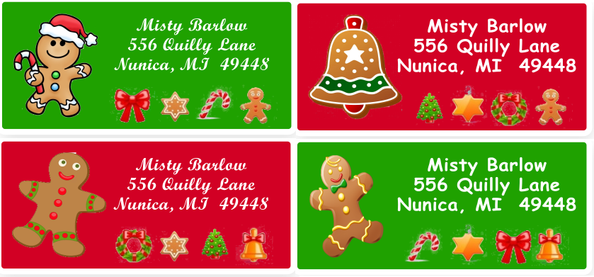 Gingerbread Cookie Variety Sheets of Address Labels