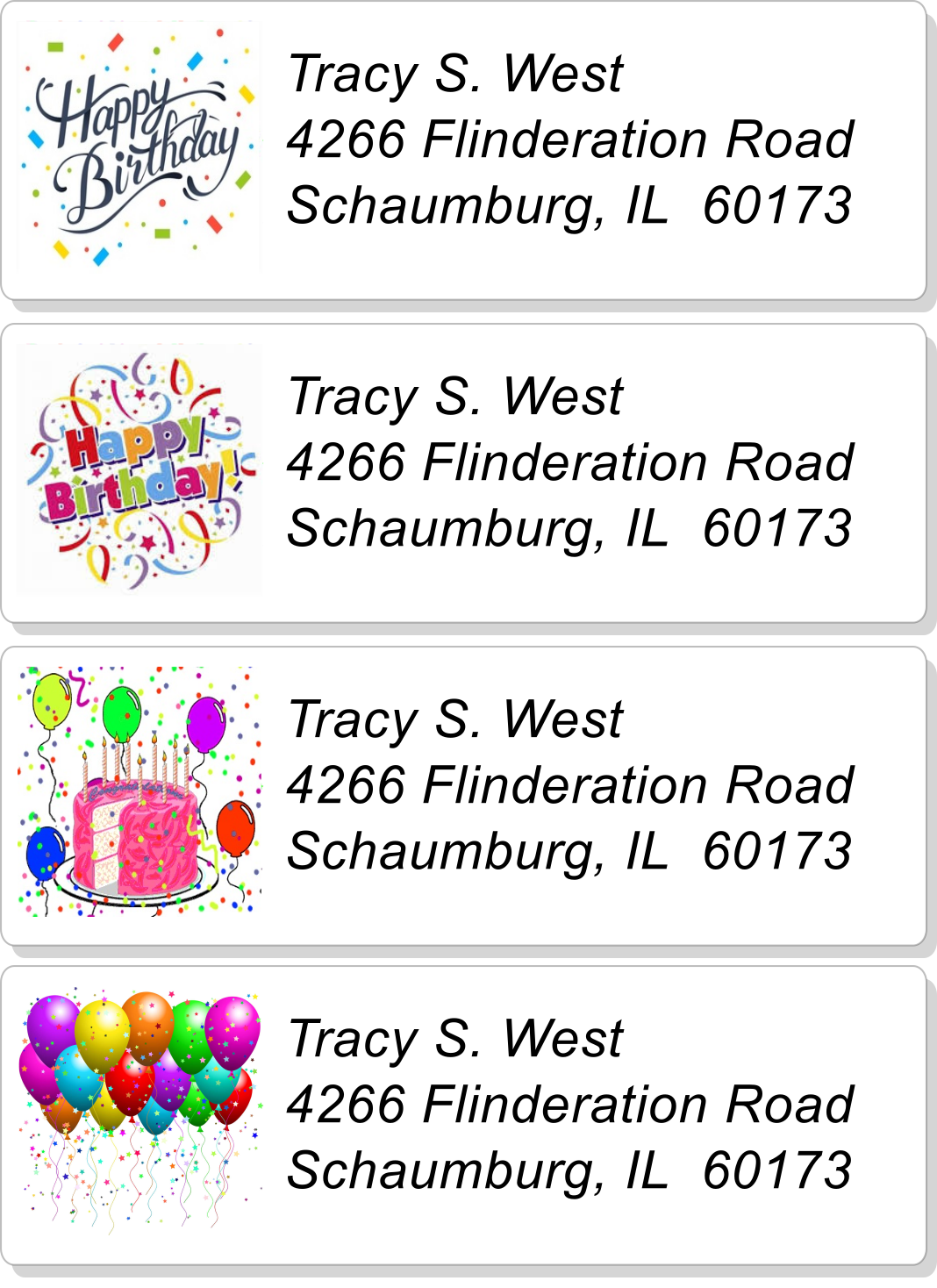 Birthday Sheet Labels