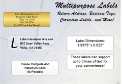 PR - Traditional Address Label Sheets  (approximately 1 7/8" x 5/8")