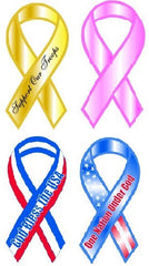 Ribbon Stickers, Patriotic and Cancer - Peel and Stick