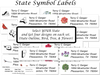 USA STATE:  Bird, Flower, Tree, and Outline Sheet Labels