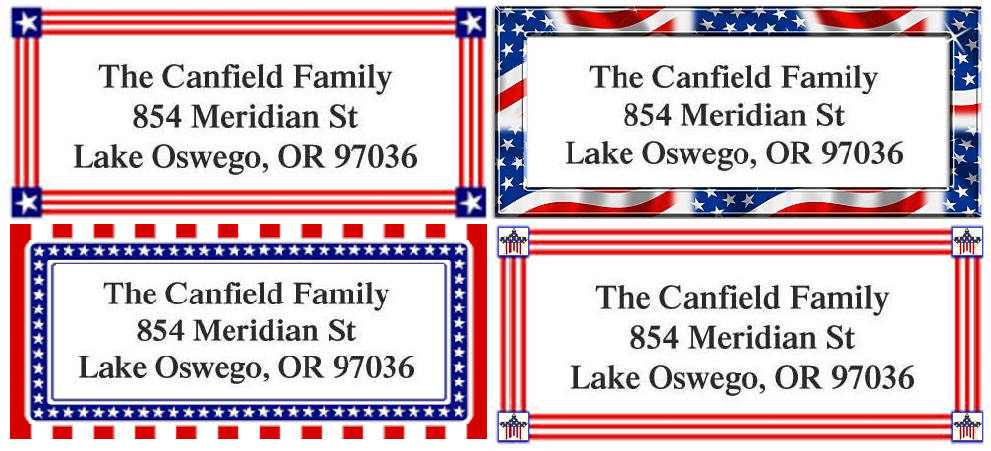 Americana Border Address Labels on Sheets