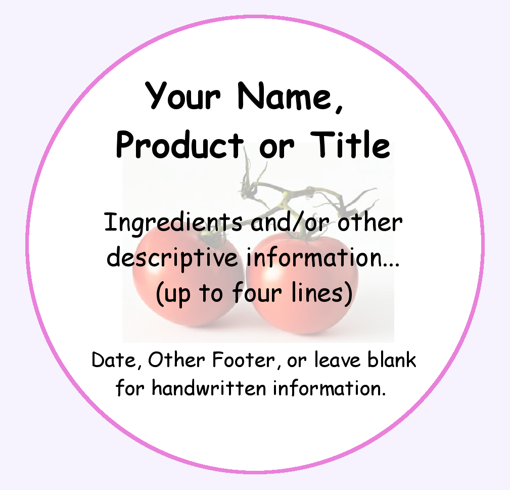 Home Canning Labels - 2" Top of Jar