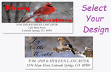 Bird Themed Christmas Address Labels on Sheets