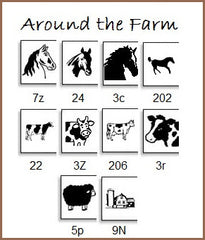 Personalize your labels with farm icons . . horses, cows, sheep, or farm buildings.