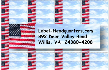 Traditional American Flag Address Labels on Sheets