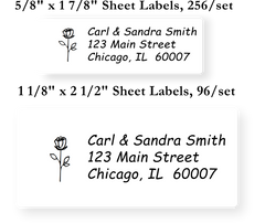 Flowers and Hearts Icon Address Labels on Sheets