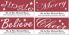 Red and White Christmas Words Address Labels on Sheets